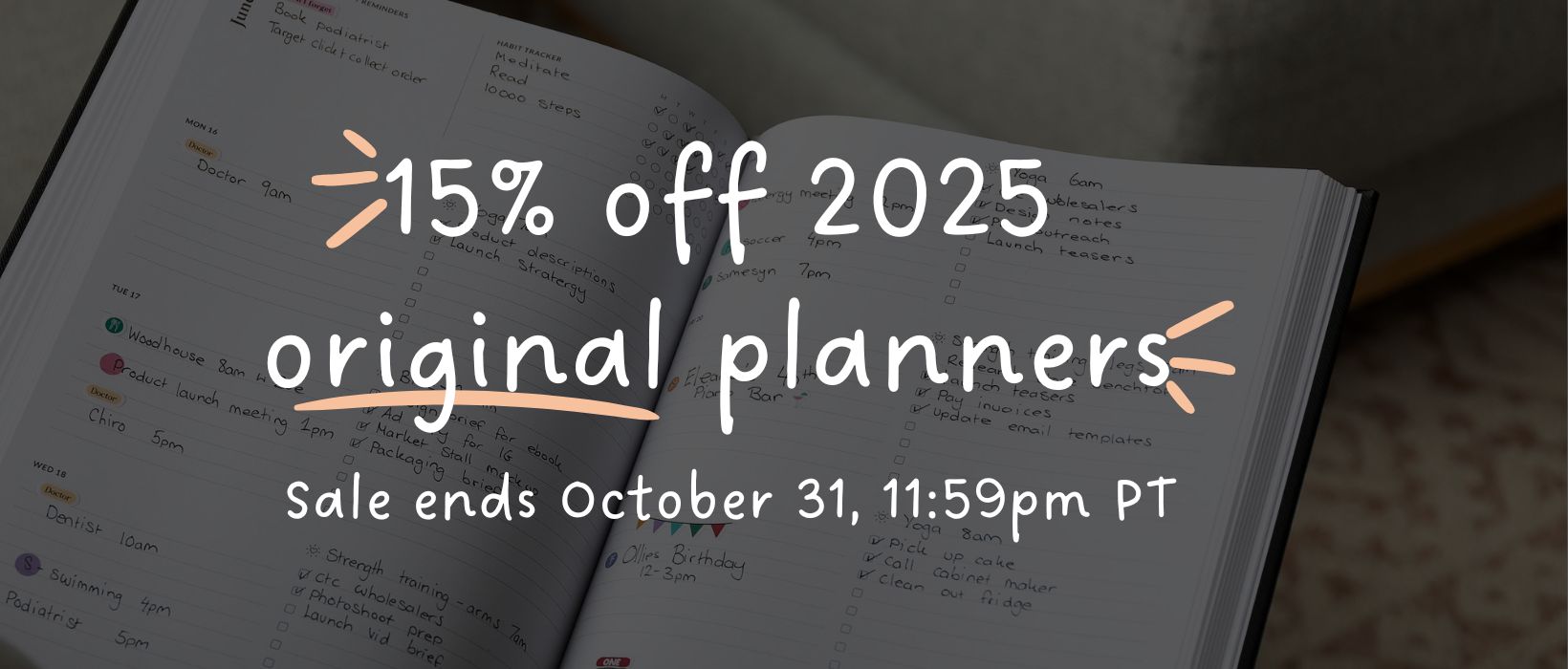 15 percent off original 2025 planners