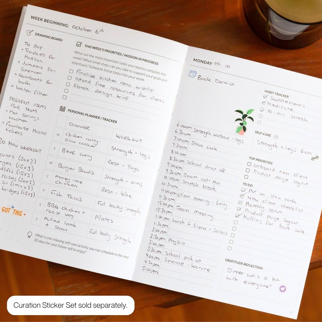 curation 90 day planner daily